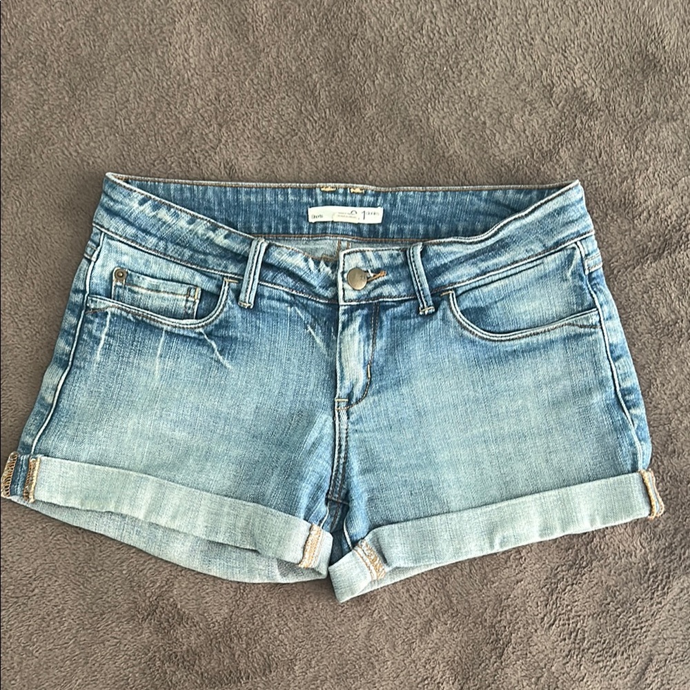 2.1 Denim Blue Jean Shorts with Cuffed Hems